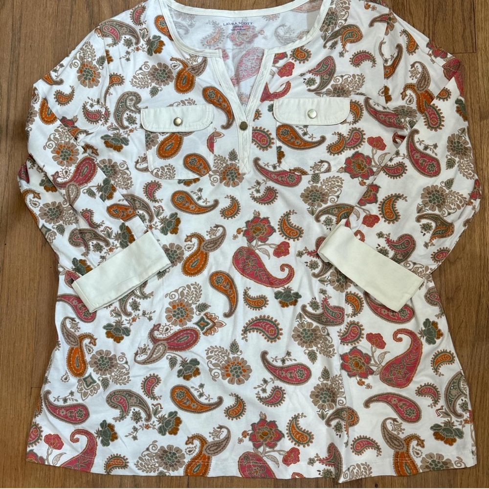 Laura Scott Kids Blouse with Paisley Design in Orange and Brown
